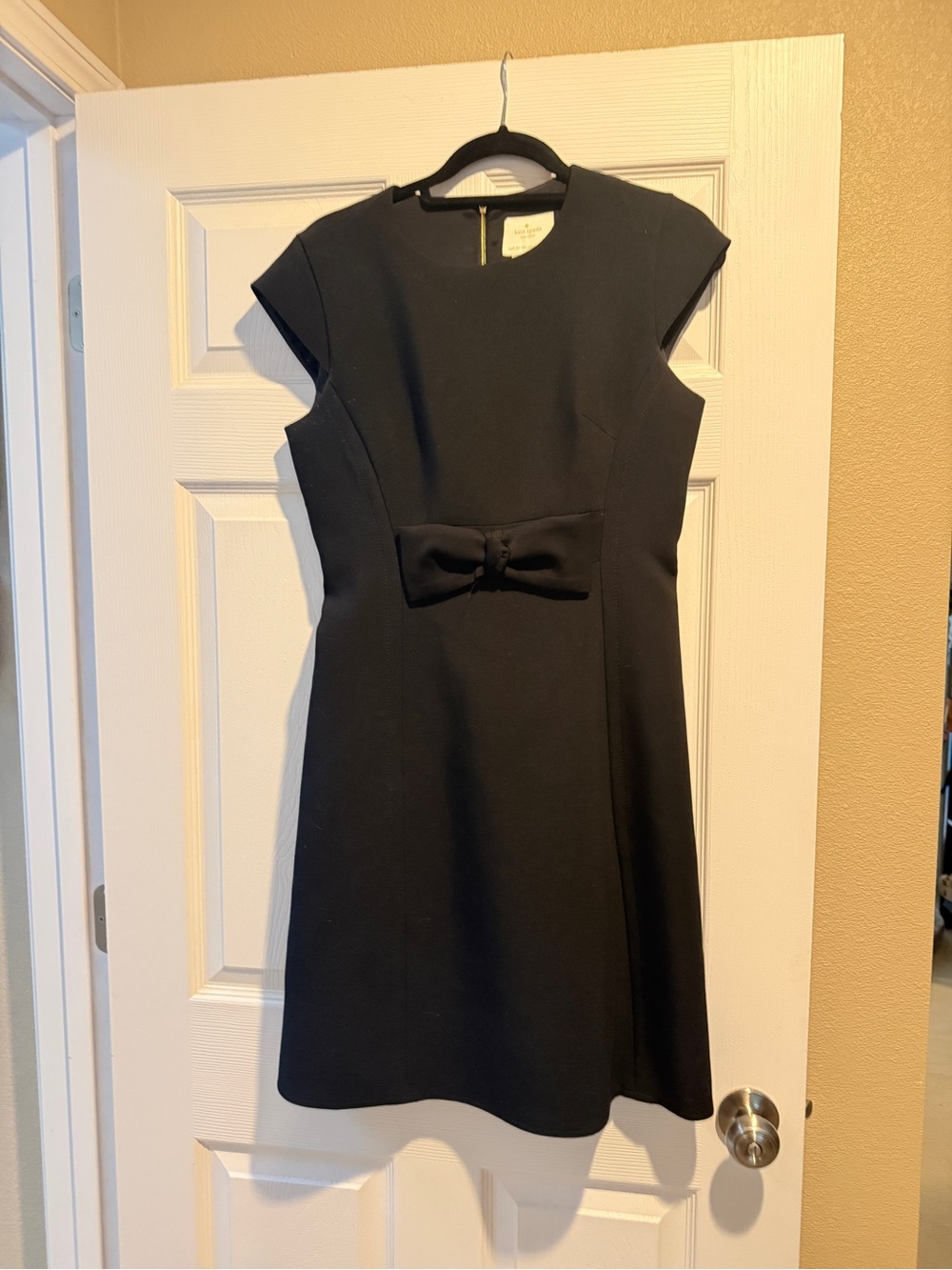 kate spade Black Bow-Appliqué Cap-Sleeve Dress